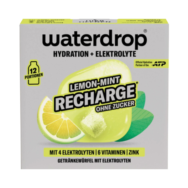 752537 waterdrop Microdrink Hydration plus Elektrolyte Recharge Lemon Mint, Getraenkewuerfel mit Elektrolyten, Vitaminen und Zink, ohne Zucker, 25.2g